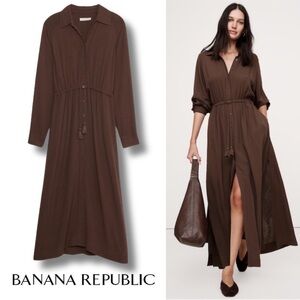 NWOT Banana Republic Dark Brown Long Sleeve Gauze dress